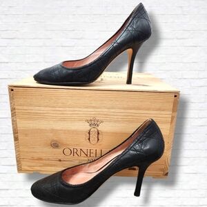 Christian Dior Vintage Black Leather Cannage Pattern Pumps Size 39.5 EU